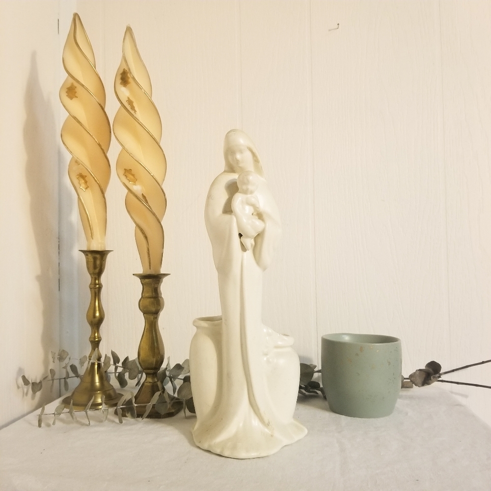 Vintage Heager Pottery Madonna Child planter